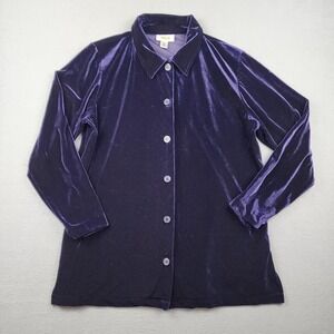 Talbots Dress Jacket Set Womens Large Purple Velvet Short Sleeve Maxi Dressy